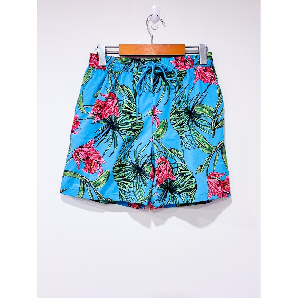 COVE Blue tropical swim shorts | Hawaiian beach vibrant |‎ Medium